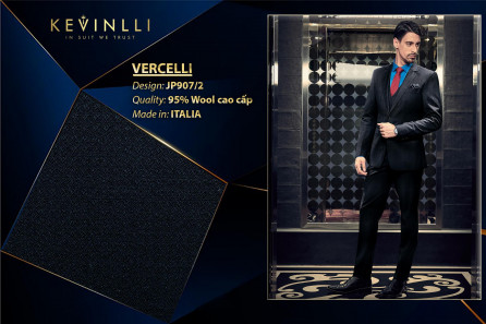 Jp907/2 Vercelli CVM - Vải Suit 95% Wool - Xanh navy Trơn